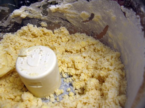 after-adding-ice-water Dough mixture after adding ice water.