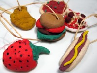 Dough ornaments in the shape of food