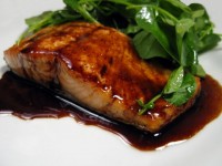 Seared Salmon with Balsamic Glaze and Watercress