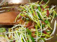 Corn Shoots with White Miso Butter and Bacon