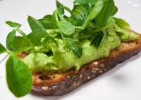 Fava and Pecorino Crostini with Mint and Pea Shoots