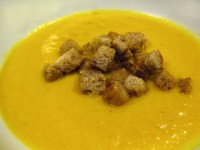 Golden Beet Soup with Buttery Croutons